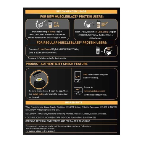 RecommendedUsage - MuscleBlaze Whey Gold, 4.4 lb Rich Milk Chocolate RecommendedUsage - MuscleBlaze Whey Gold, 4.4 lb Rich Milk Chocolate