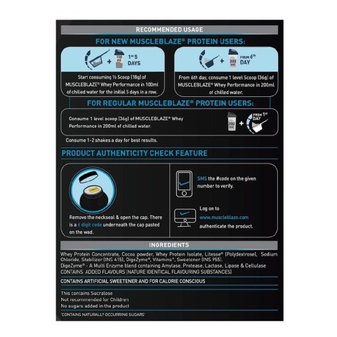 RecommendedUsage - MuscleBlaze Whey Performance (70%) Protein, 4.4 lb Chocolate RecommendedUsage - MuscleBlaze Whey Performance (70%) Protein, 4.4 lb Chocolate