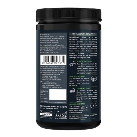 MuscleBlaze BCAA Pro Intra-workout with BCAA Electrolytes Citrulline Malate & Glutamine, 0.99 lb Watermelon MuscleBlaze BCAA Pro Intra-workout with BCAA Electrolytes Citrulline Malate & Glutamine, 0.99 lb Watermelon