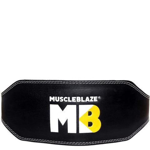 1 - MuscleBlaze Weightlifting Leather Belt, Black 6 Inch Large 1 - MuscleBlaze Weightlifting Leather Belt, Black 6 Inch Large