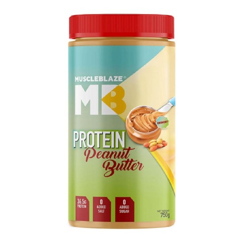 MuscleBlaze High Protein Natural Peanut Butter Unsweetened, 0.750 kg Crunchy MuscleBlaze High Protein Natural Peanut Butter Unsweetened, 0.750 kg Crunchy