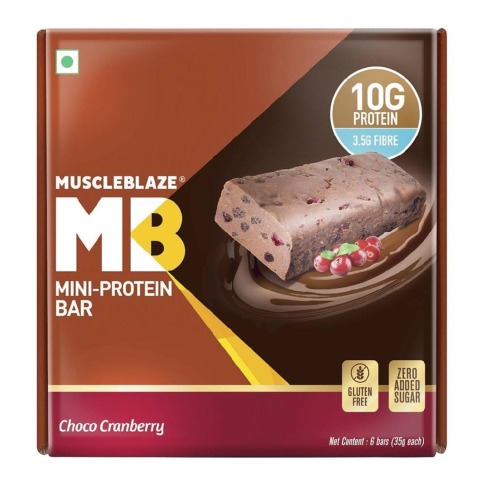 Box2 - MuscleBlaze Mini-Protein Bar (10g Protein), 6 Piece(s)/Pack Choco Cranberry Box2 - MuscleBlaze Mini-Protein Bar (10g Protein), 6 Piece(s)/Pack Choco Cranberry
