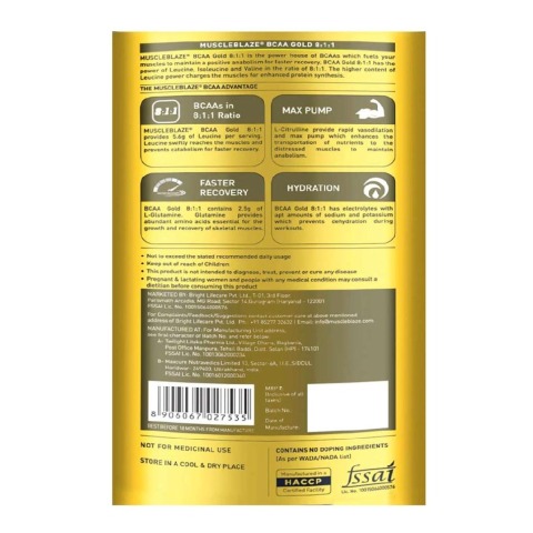 Benifit - MuscleBlaze BCAA Gold, 0.99 lb Green Apple Benifit - MuscleBlaze BCAA Gold, 0.99 lb Green Apple