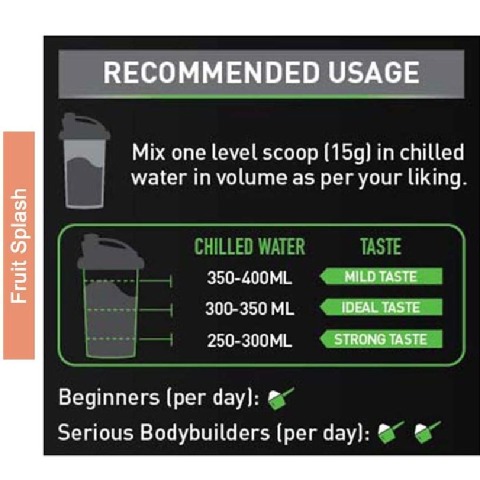RecommendedUsage - MuscleBlaze Bcaa Pro Two Flavor Pack, 2 Piece(s)/Pack Fruit Splash & Watermelon RecommendedUsage - MuscleBlaze Bcaa Pro Two Flavor Pack, 2 Piece(s)/Pack Fruit Splash & Watermelon