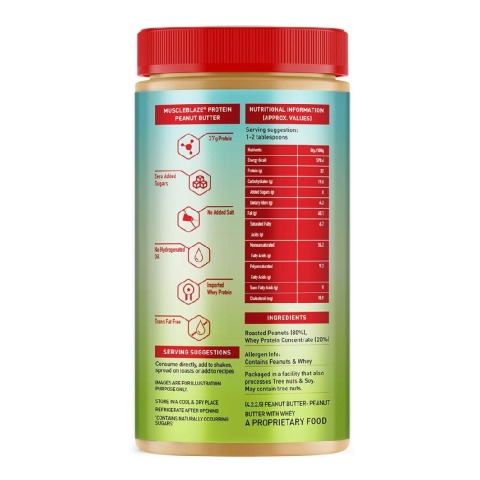 SupplementInfo1 - MuscleBlaze High Protein Natural Peanut Butter Unsweetened, 0.750 kg Crunchy SupplementInfo1 - MuscleBlaze High Protein Natural Peanut Butter Unsweetened, 0.750 kg Crunchy