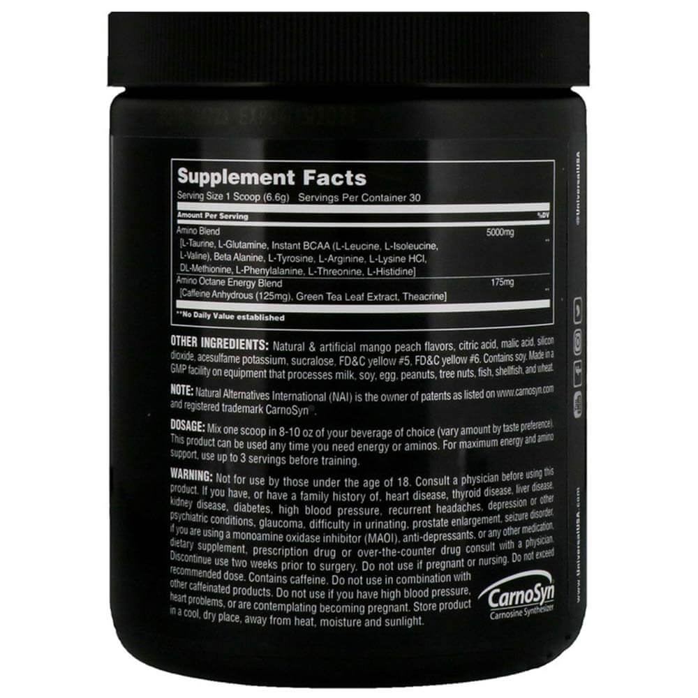 supplementinfo - Universal Nutrition Amino Octane,  0.43 lb  30 Servings  Mango Peach 
