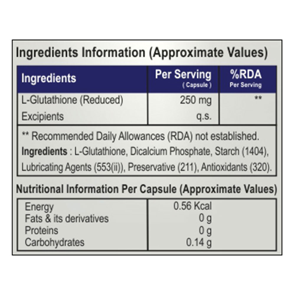 Supplement - HealthXP Essential Series L-Glutathione 250mg,  60 capsules 