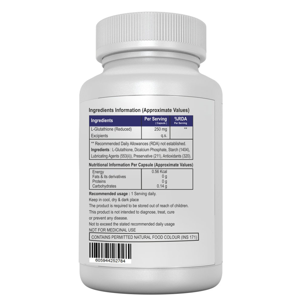 Back - HealthXP Essential Series L-Glutathione 250mg,  60 capsules 