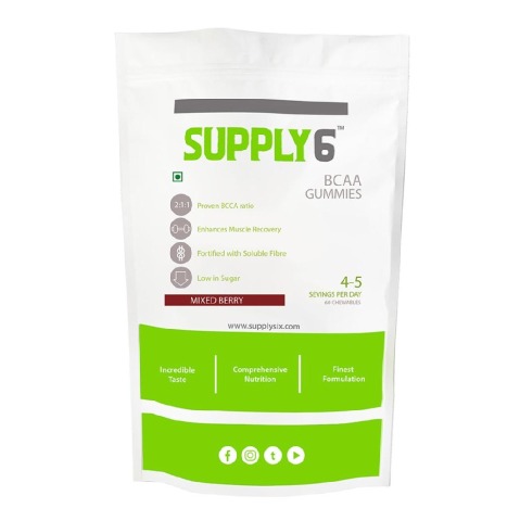 Supply6 BCAA,  60 gummies  15 Servings  Mixed Berry 