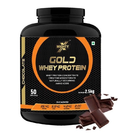 1 - MightyX Gold Whey Protein,  5 lb  Chocolate 