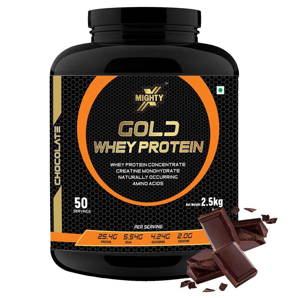 1 - MightyX Gold Whey Protein,  5 lb  Chocolate 