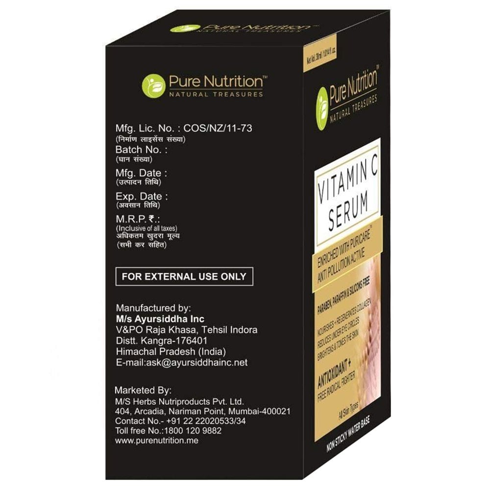 back - Pure Nutrition Vitamin C Serum,  30 ml  for All Skin Types 