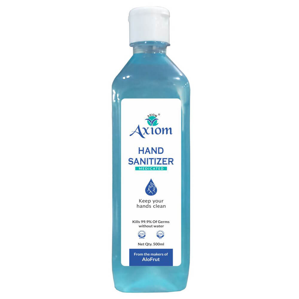 Axiom Medicated Hand Sanitizer,  Fragrance Free  500 ml  Kills 99.99% of Germs without Water 