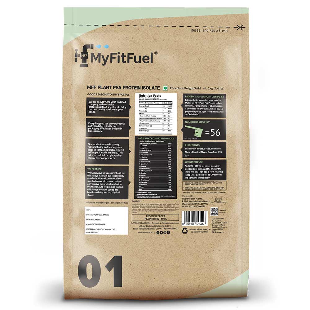 Back - MyFitFuel MFF Plant Pea Protein Isolate,  4.4 lb  Chocolate Delight Swirl 