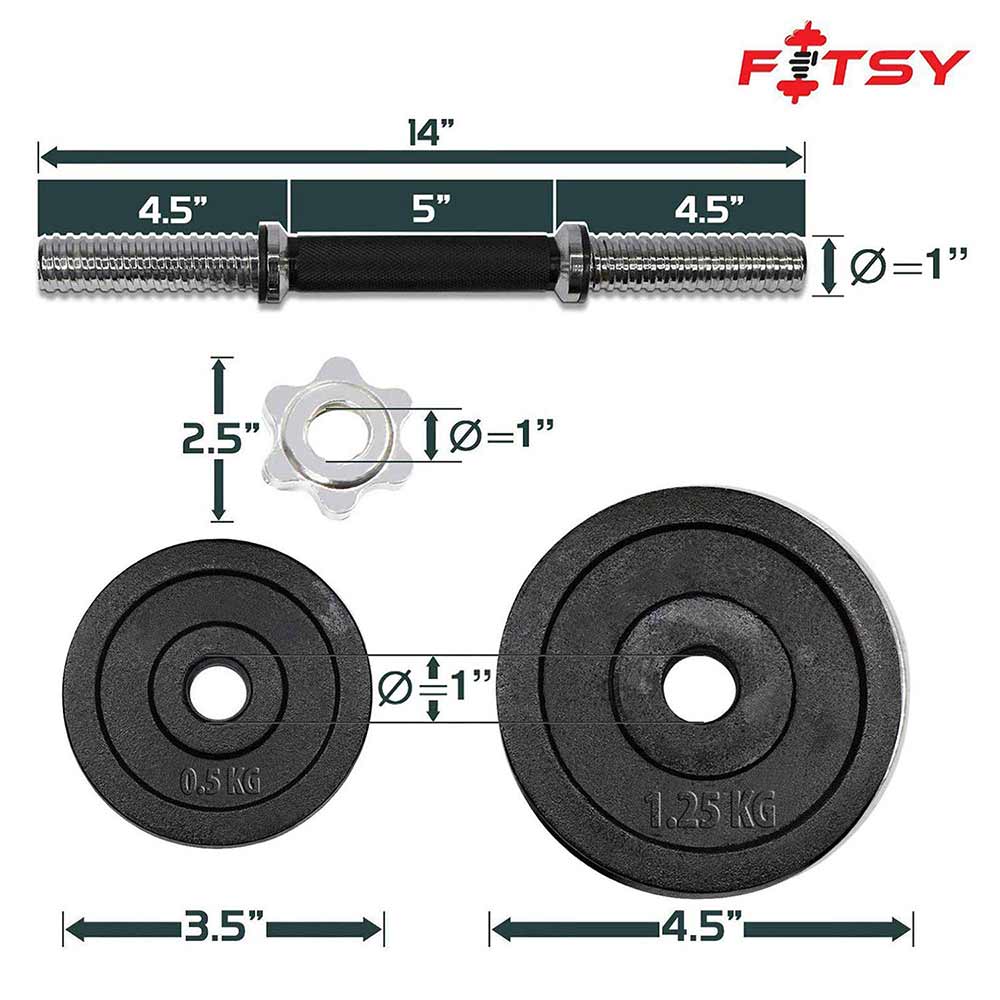 1 - Fitsy Cast Iron Dumbbell Set (AR2058),  Black  15 kg 