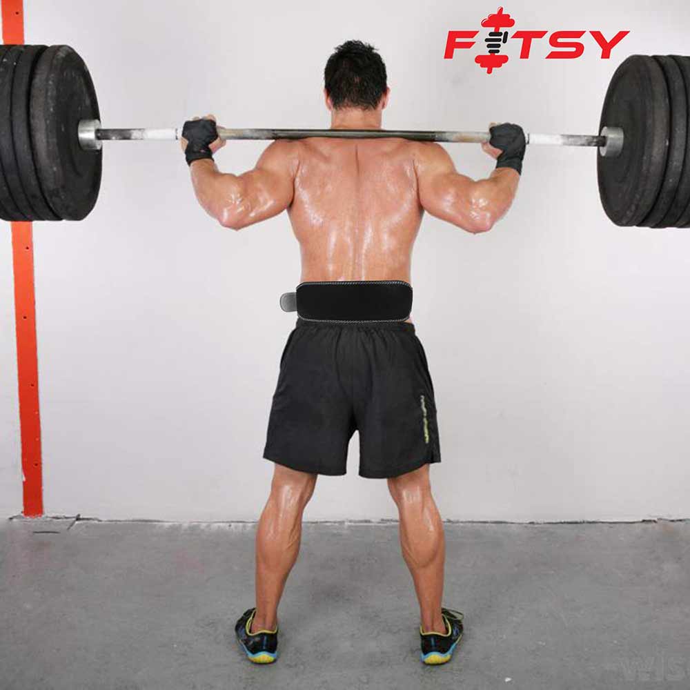 4 - Fitsy Weight Lifting Belt Cushion Leather,  Black  Large 