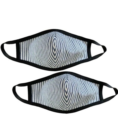 MASKS4U Breatheasy Mask,  Black & White (Pack of 2) Streifen 