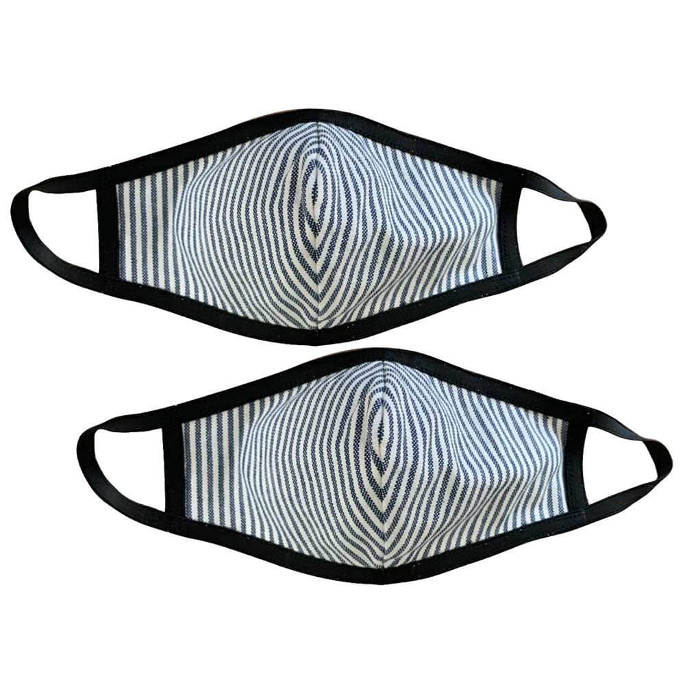 MASKS4U Breatheasy Mask,  Black & White (Pack of 2) Streifen 
