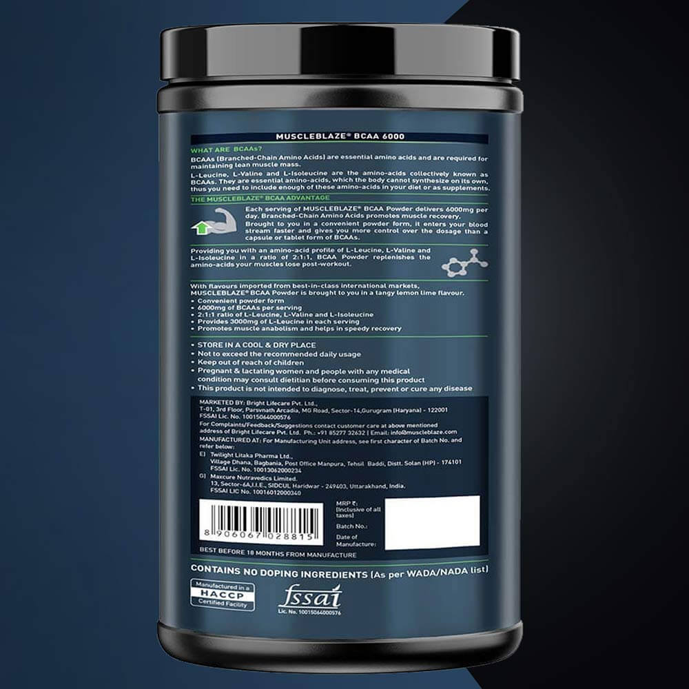 4 - MuscleBlaze BCAA 6000 OP,  0.88 lb  50 Servings  Tangy Lemon Lime 