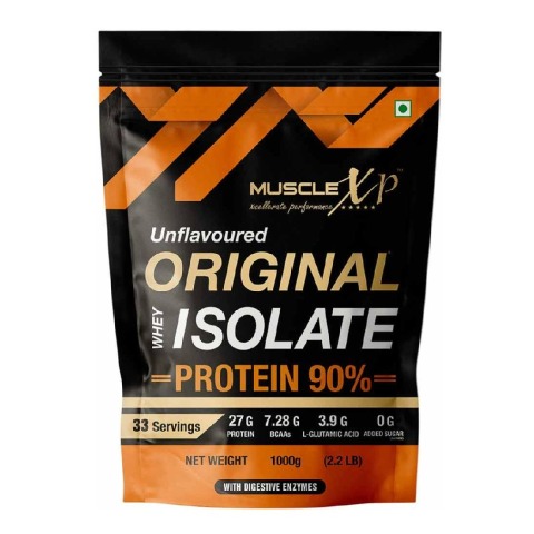 3 - MuscleXP Original Whey Isolate Protein 90% with Digestive Enzyme,  2.2 lb  Unflavoured 