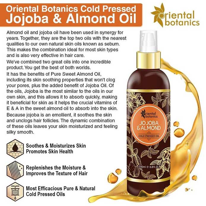 Benefits - Oriental Botanics Cold Pressed Oil,  200 ml  Jojoba & Almond 
