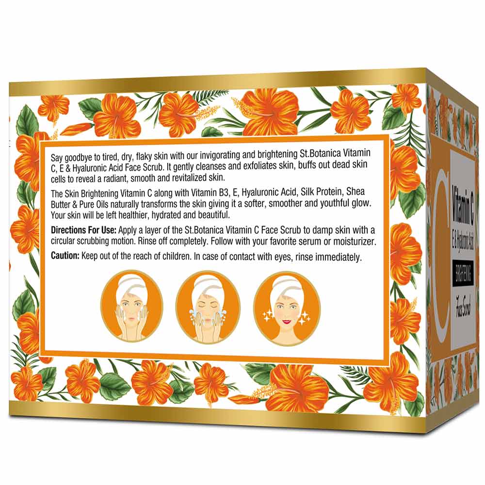 Back - St.Botanica Brightening Face Scrub,  50 g  Vitamin C, E & Hyaluronic Acid 