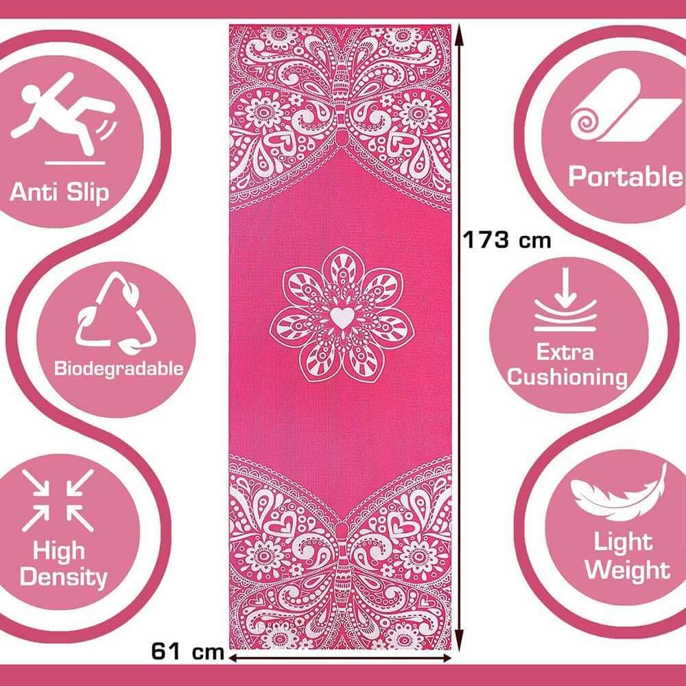 2 - Strauss Meditation Butterfly Yoga Mat,  Pink  5 mm 