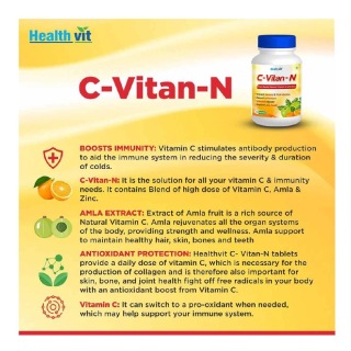Healthvit C Vitan N Natural Vitamin C Zinc 1000 Mg 60 Tablet S Unflavoured Online In India Healthkart Com