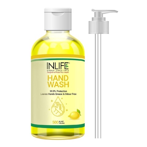 1 - INLIFE Hand Wash,  Lemon  500 ml  99.9% Germs Protection with Pump 
