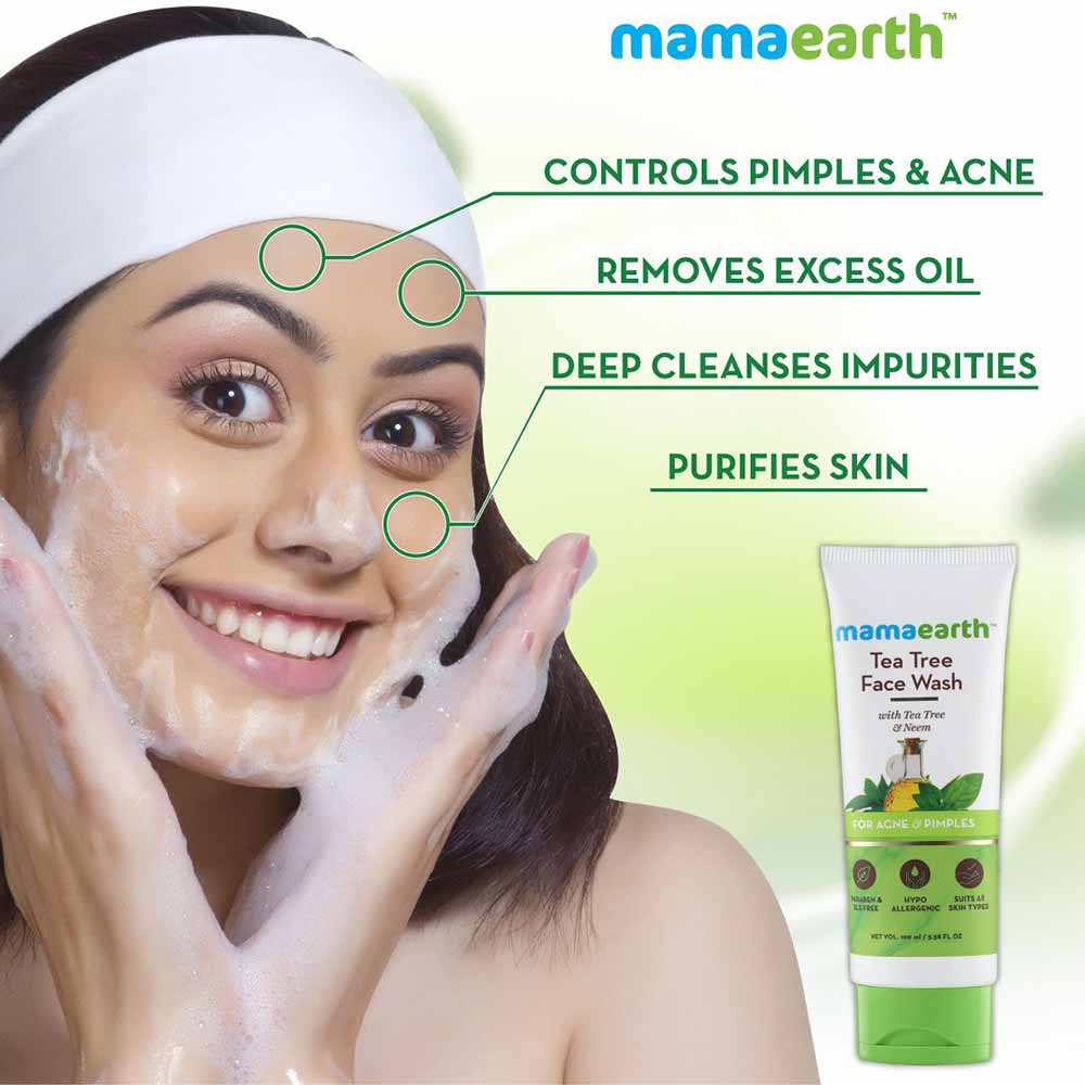 Benefit1 - Mamaearth Tea Tree Face Wash (Pack of 2),  100 ml  for Acne & Pimples 