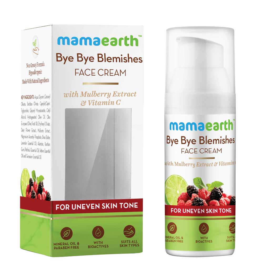 Front - Mamaearth Bye Bye Blemishes Face Cream,  30 ml  with Mulberry Extract & Vitamin C for Uneven Skin Tone 
