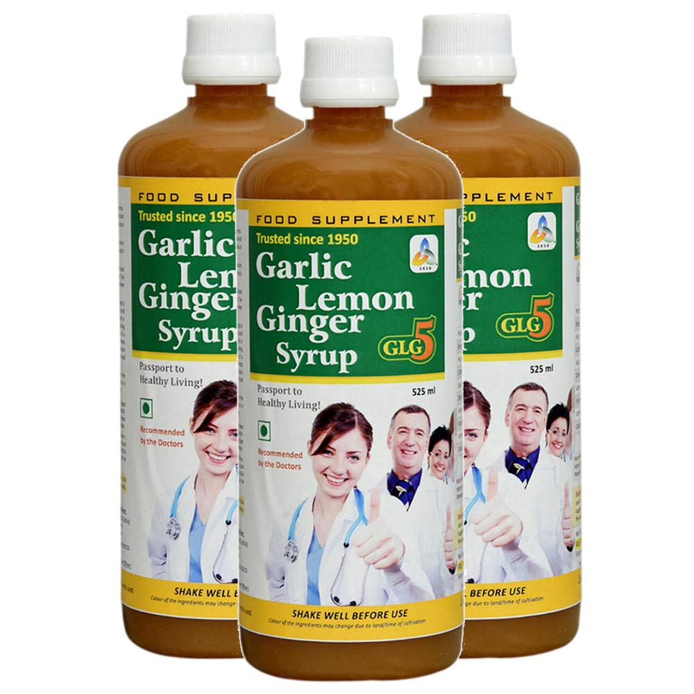 1 - SKSB GLG5 Garlic Lemon Ginger Syrup Pack of 3,  525 ml 