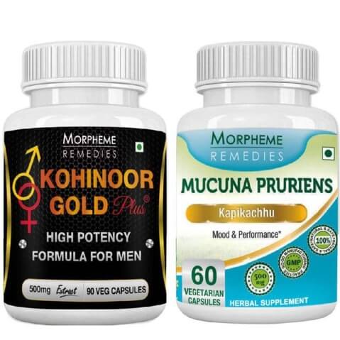 Morpheme Remedies Kohinoor Gold Plus & Mucuna Pruriens (Pack of 2),  150 capsules 