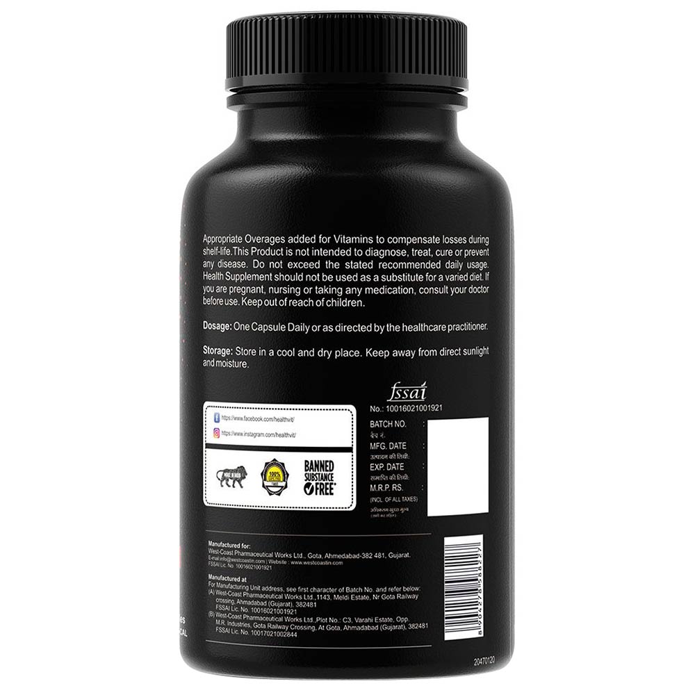 back - Healthvit ZMA Plus,  60 capsules  Unlfavoured 