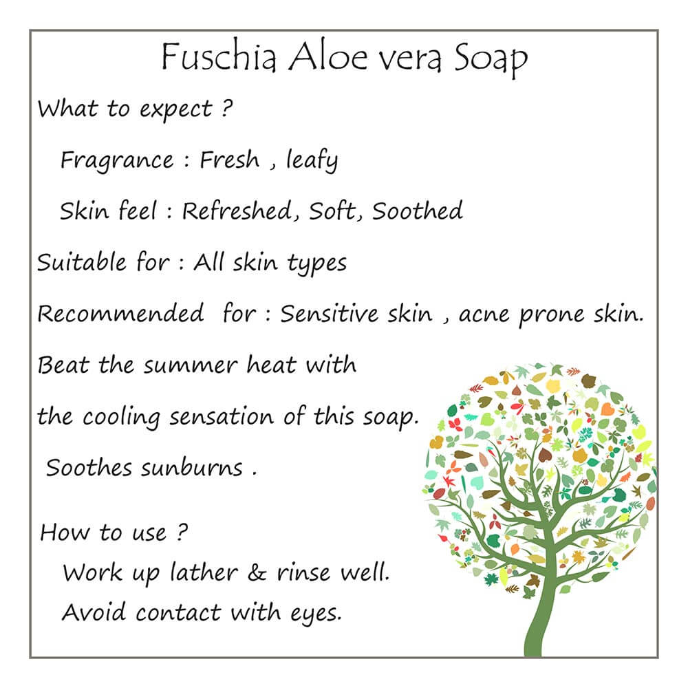 use - Fuschia Aloe Vera Natural Handmade Herbal Soap,  100 g  for All Skin Types 