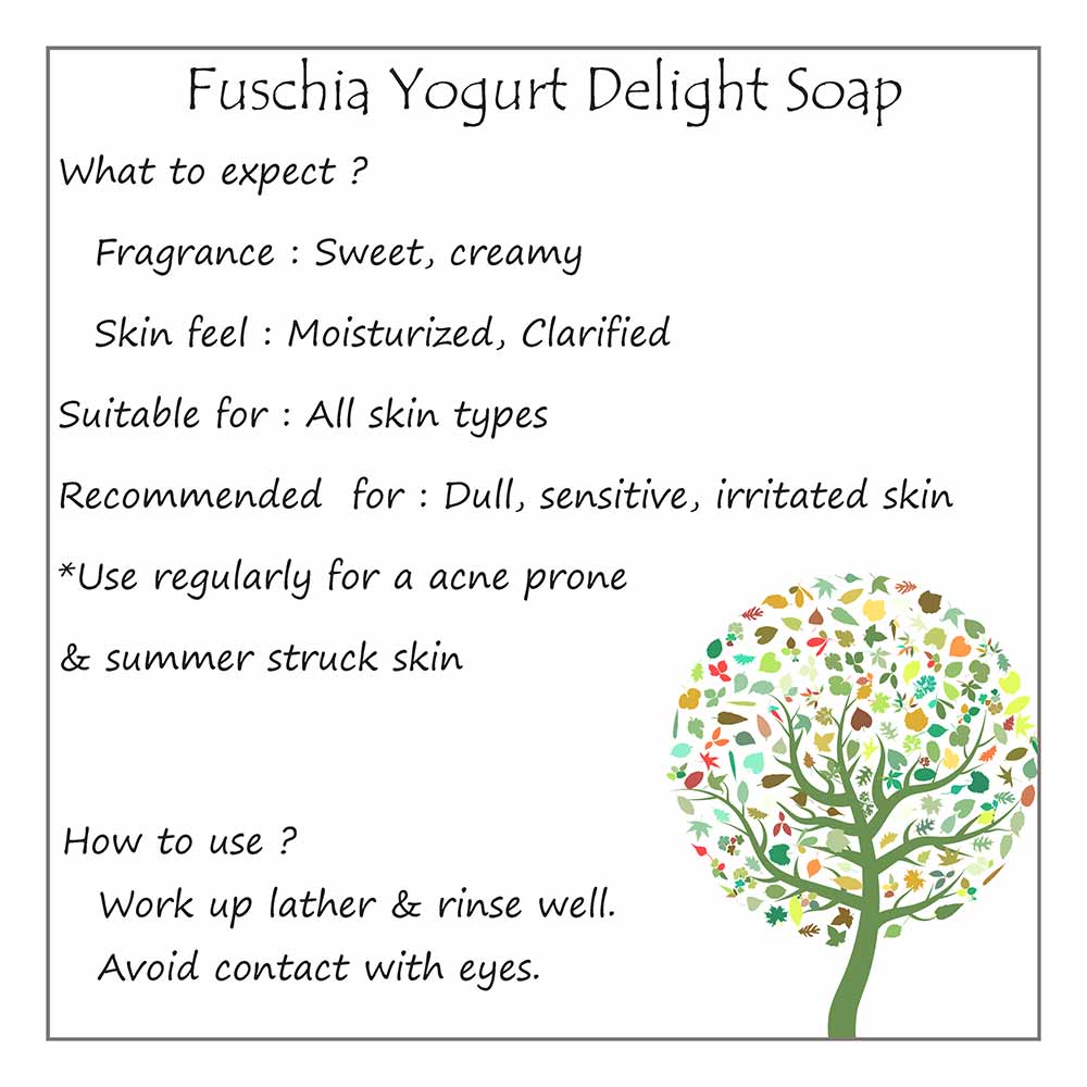 use - Fuschia Yogurt Delight Natural Handmade Herbal Soap,  100 g  for All Skin Types 
