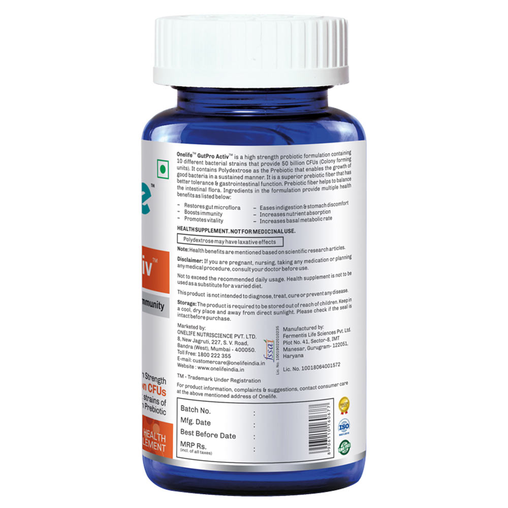 description - OneLife GutPro Active 50 Billion CFU,  60 capsules 