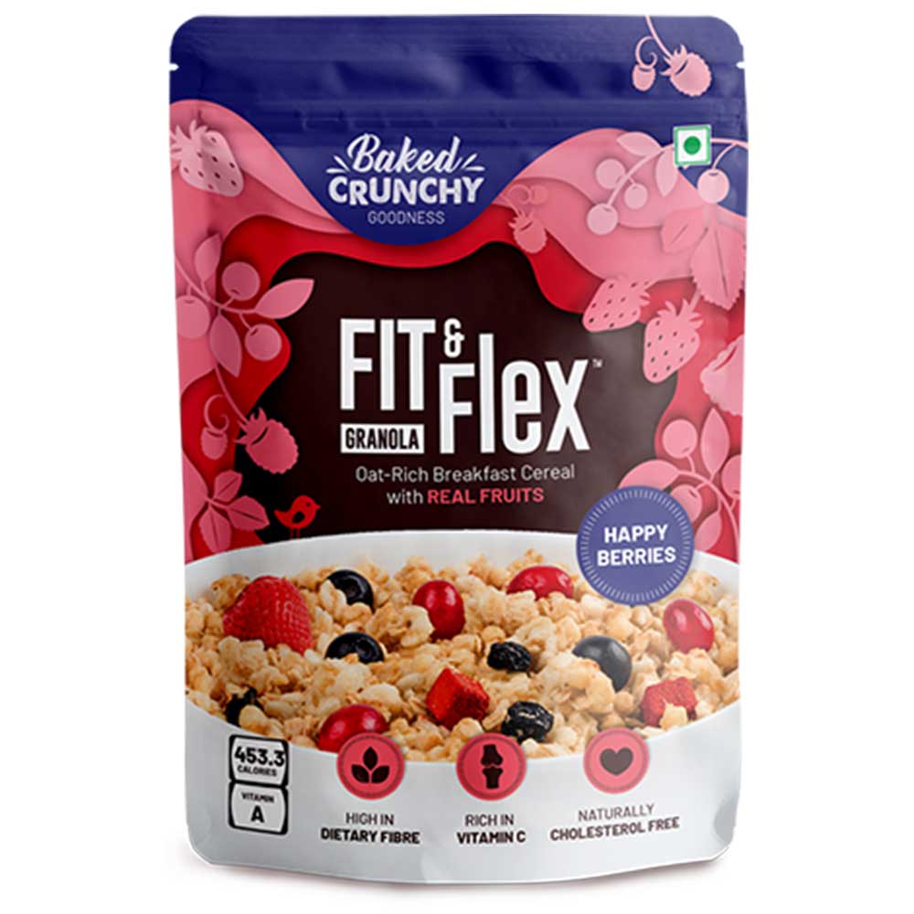 Fit & Flex Granola Oat Rich Breakfast Cereal with Real Fruits,  275 g  Happy Berries 
