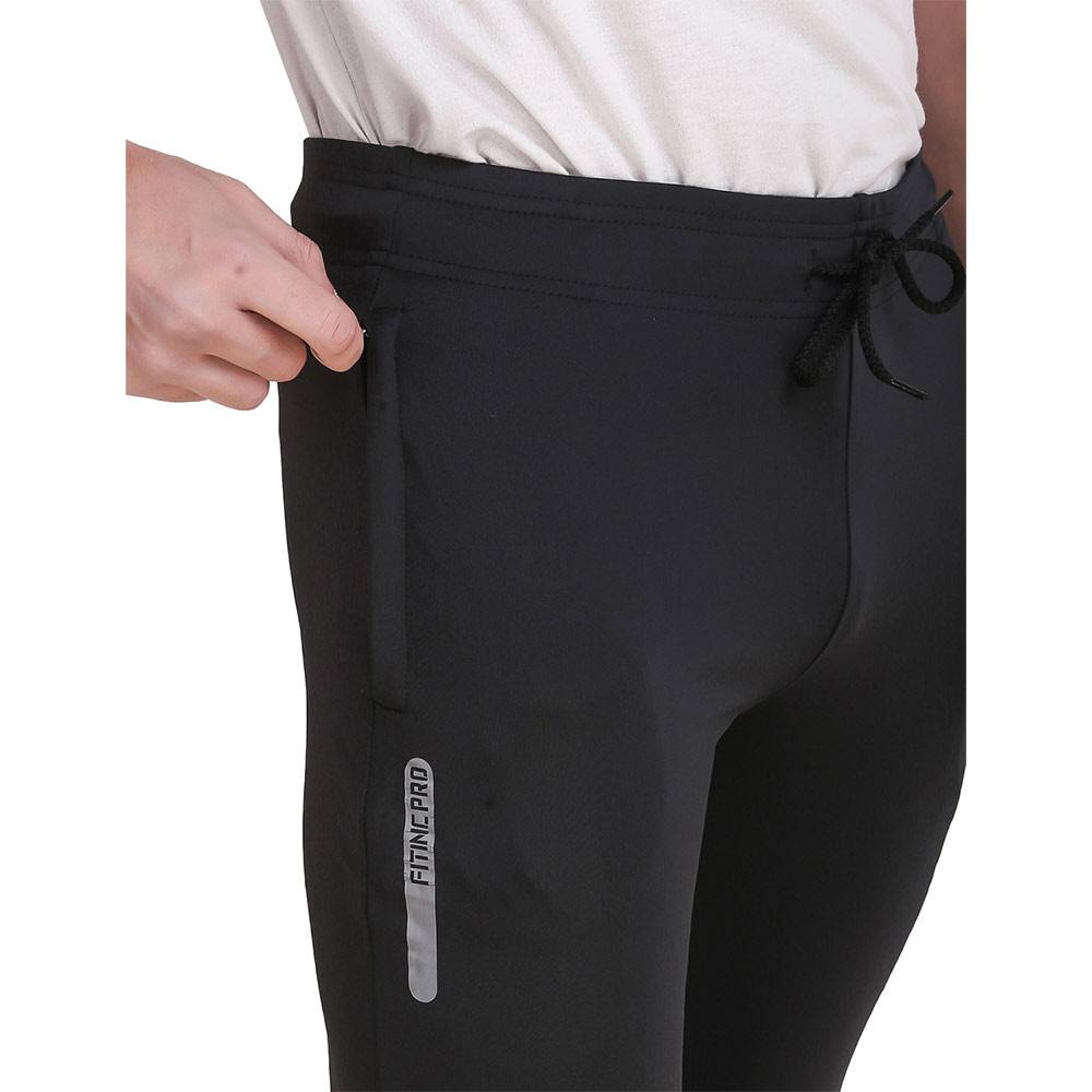 4 - Fitinc Men's Gym & Yoga Wear Stretchable Trackpant with Two Zipper Pockets,  Black  Medium 