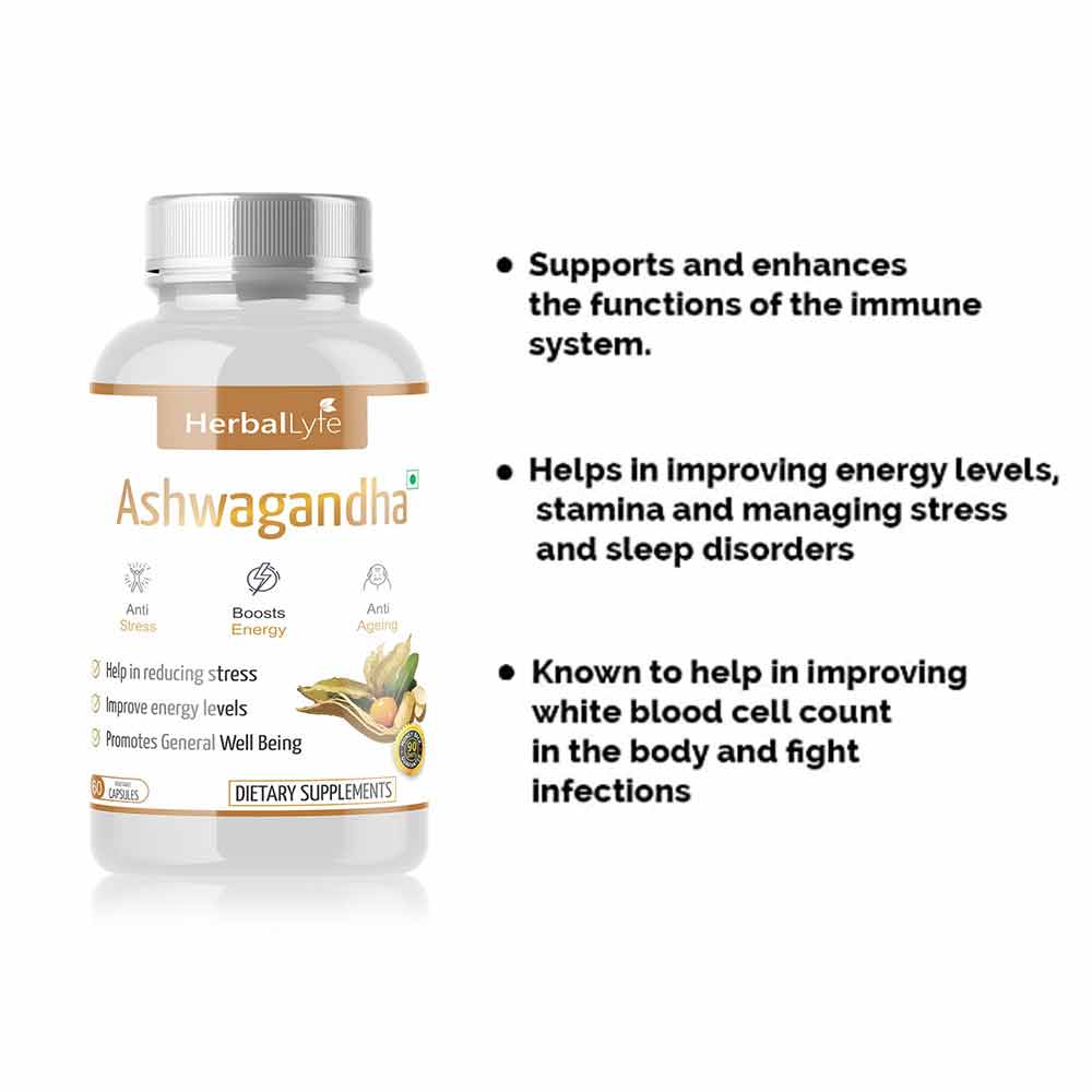 Benefit - Herballyfe Organic Ashwagandha 800mg,  60 capsules 