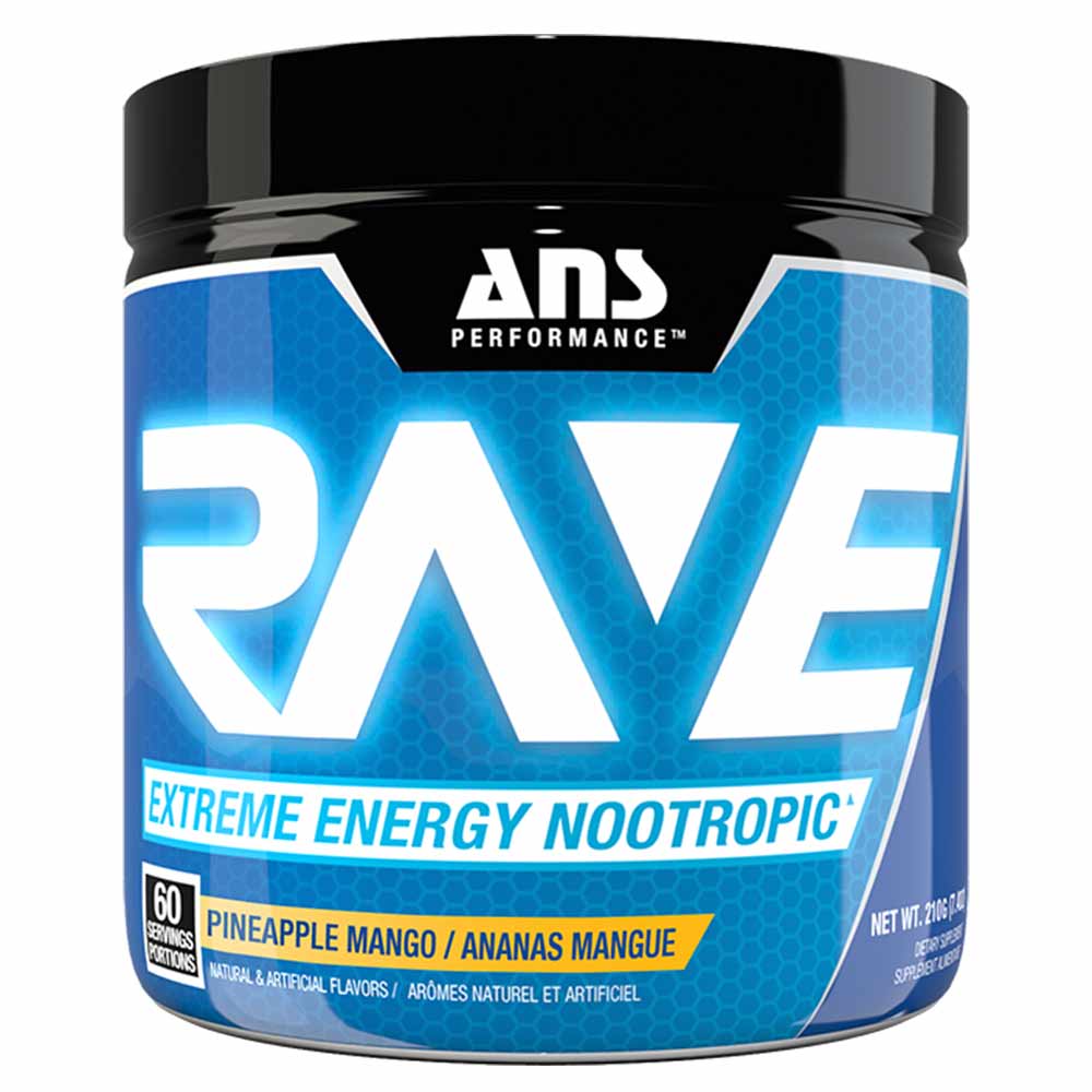 1 - ANS Performance RAVE Extreme Energy Nootropic,  0.46 lb  Pineapple Mango 