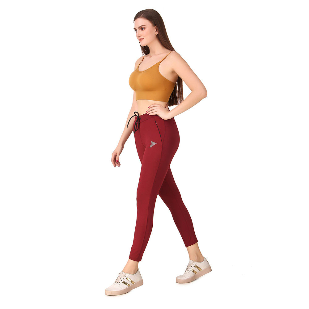 38011395 - Fitinc Premium Stretchable Trackpant with Zippers Pockets for Women,  Maroon  XXXL 