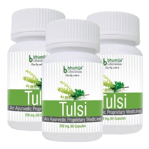 Bhumija Tulsi, 60 capsules - Pack of 3 Bhumija Tulsi, 60 capsules - Pack of 3