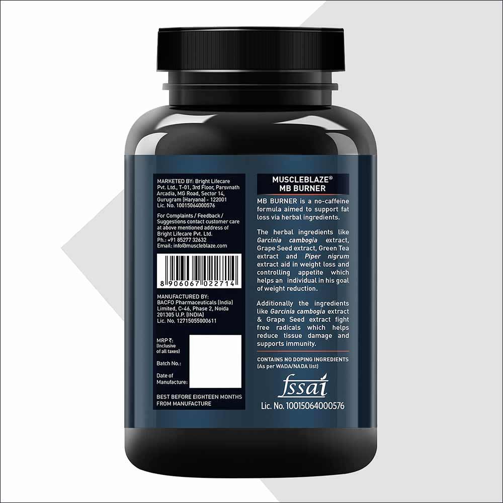 1 - MuscleBlaze Burner (Pack of 2) OP,  90 capsules  Unflavoured 