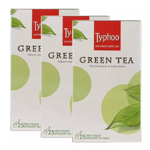 Typhoo Green Tea, 25 Piece(s)/Pack Unflavoured - Pack of 3 Typhoo Green Tea, 25 Piece(s)/Pack Unflavoured - Pack of 3