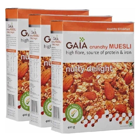 GAIA Muesli Delight, Nutty 0.400 kg - Pack of 3 GAIA Muesli Delight, Nutty 0.400 kg - Pack of 3