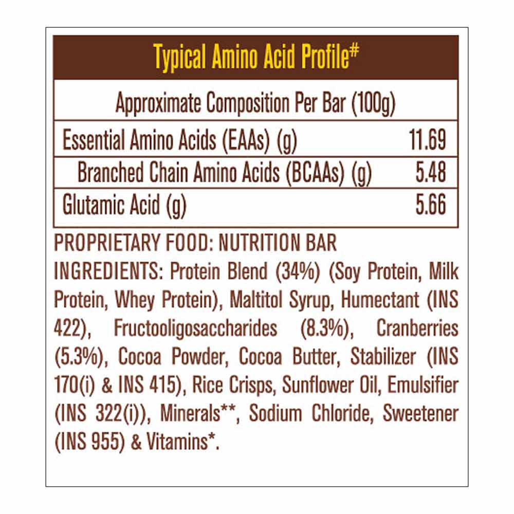 8 - MuscleBlaze Hi-Protein Bar (30g Protein) OP,  6 Piece(s)/Pack  Choco Cranberry 