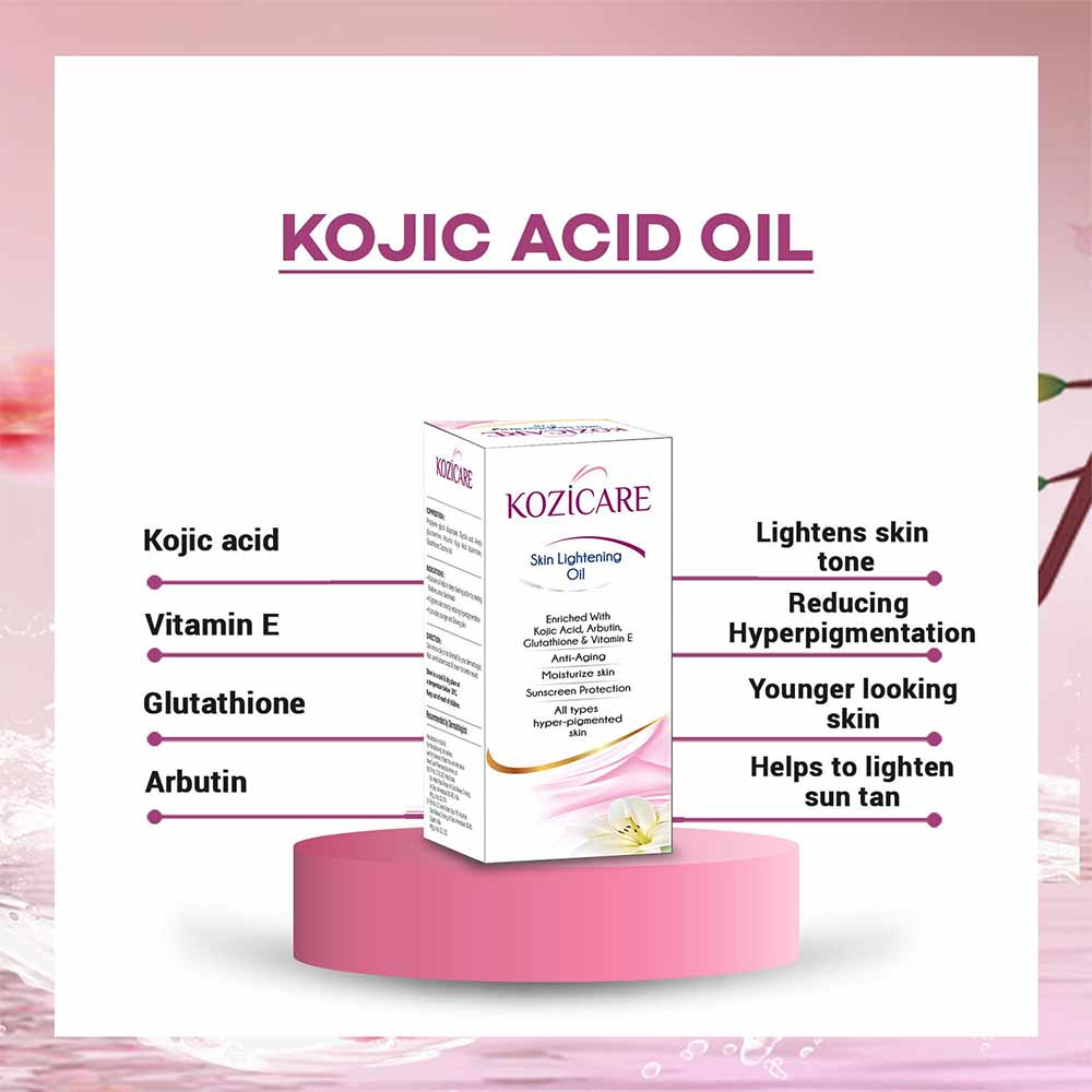 4 - Kozicare Kojic Acid Skin Lightening/Brightening Combo Pack (Soap + Serum + Cream + Fairness Oil),  4 Piece(s)/Pack  for All Skin Type 