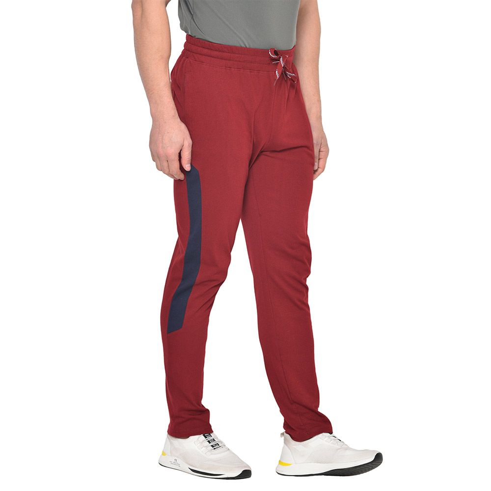 2 - Fitinc Side Striped Cotton Trackpant with Both Side Zipper Pockets,  Black  Medium 