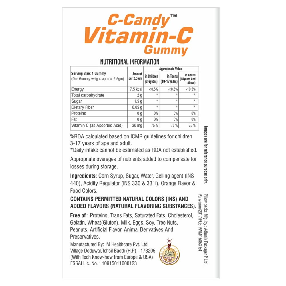 nutritioninfo - Dr. Morepen C-CANDY Vitamin C Gummies,  30 gummies  Orange 